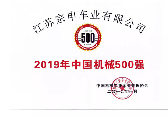 淮海发布︱重磅！江苏宗申公司上榜“2019中国机械500强”